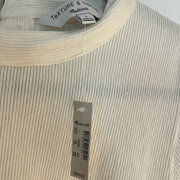 NWT Madewell Texture & Thread Henley Cream/white long sleeve size L - Picture 4 of 5